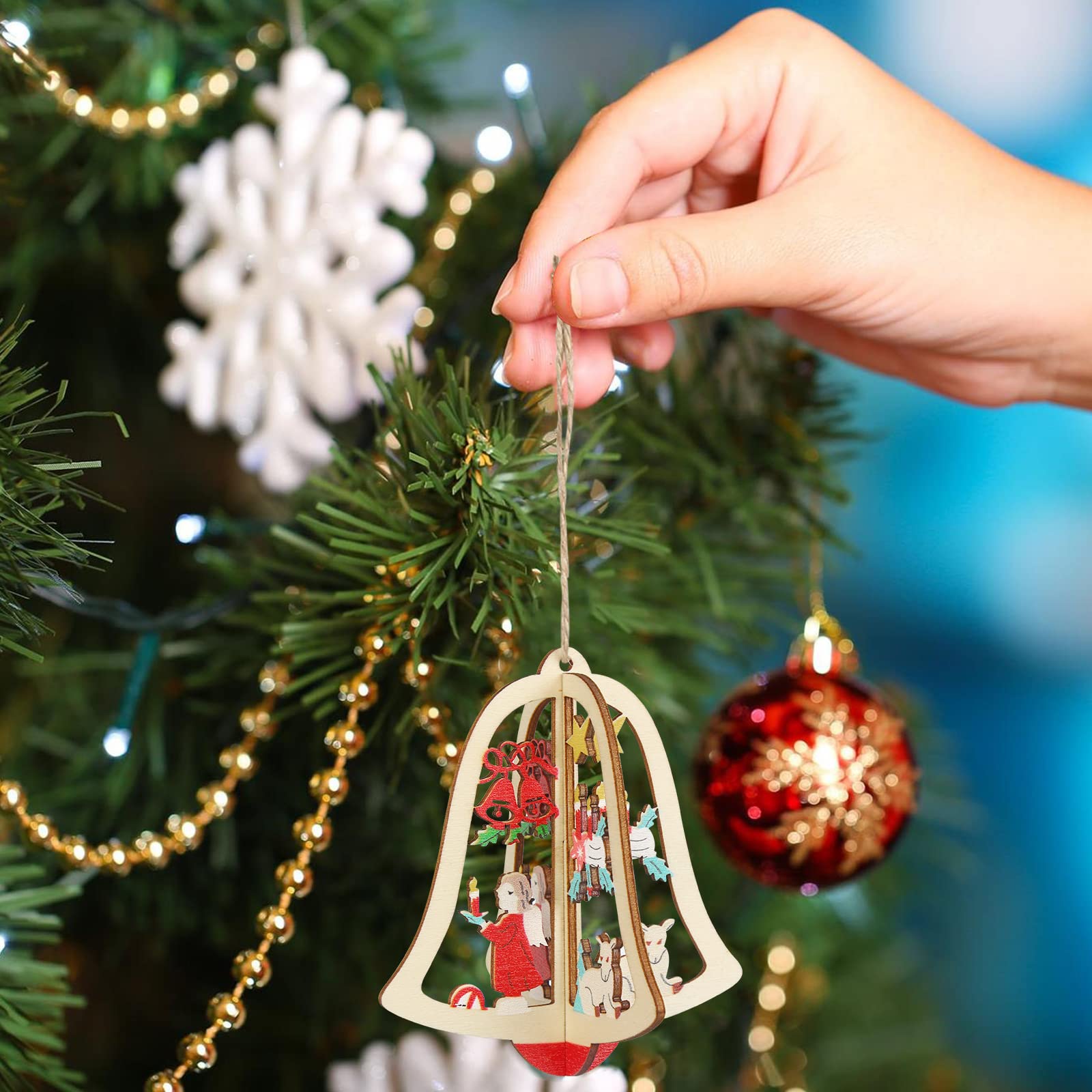 Amazon.co.jp: CINECE クリスマス ツリー 飾り オーナメント 木製 100