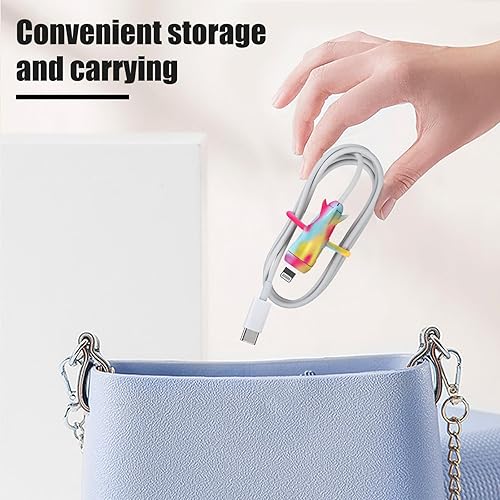 Miniatura 6 de CameCosy Funda protectora de cable 2 en 1 compatible con iPhone, Android, cable USB tipo C, 2 unidades de silicona estirable para cargador de cable