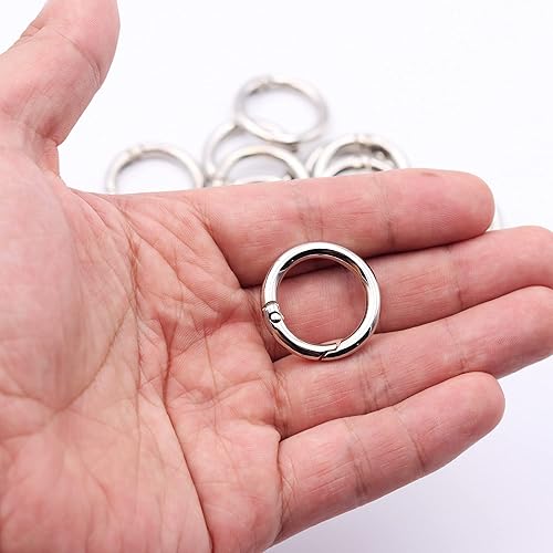 Miniatura 4 de 20 anillos tóricas de resorte gatillo con clip de mosquetón redondo para llaveros, hebilla, bolsas, monederos (plata, 34 pulgadas)