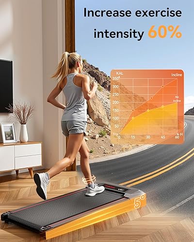 Miniatura 2 de Almohadilla para caminar, caminadora inclinada, para debajo del escritorio, capacidad de 265 libras, máquina de correr portátil de bajo ruido de 2.5