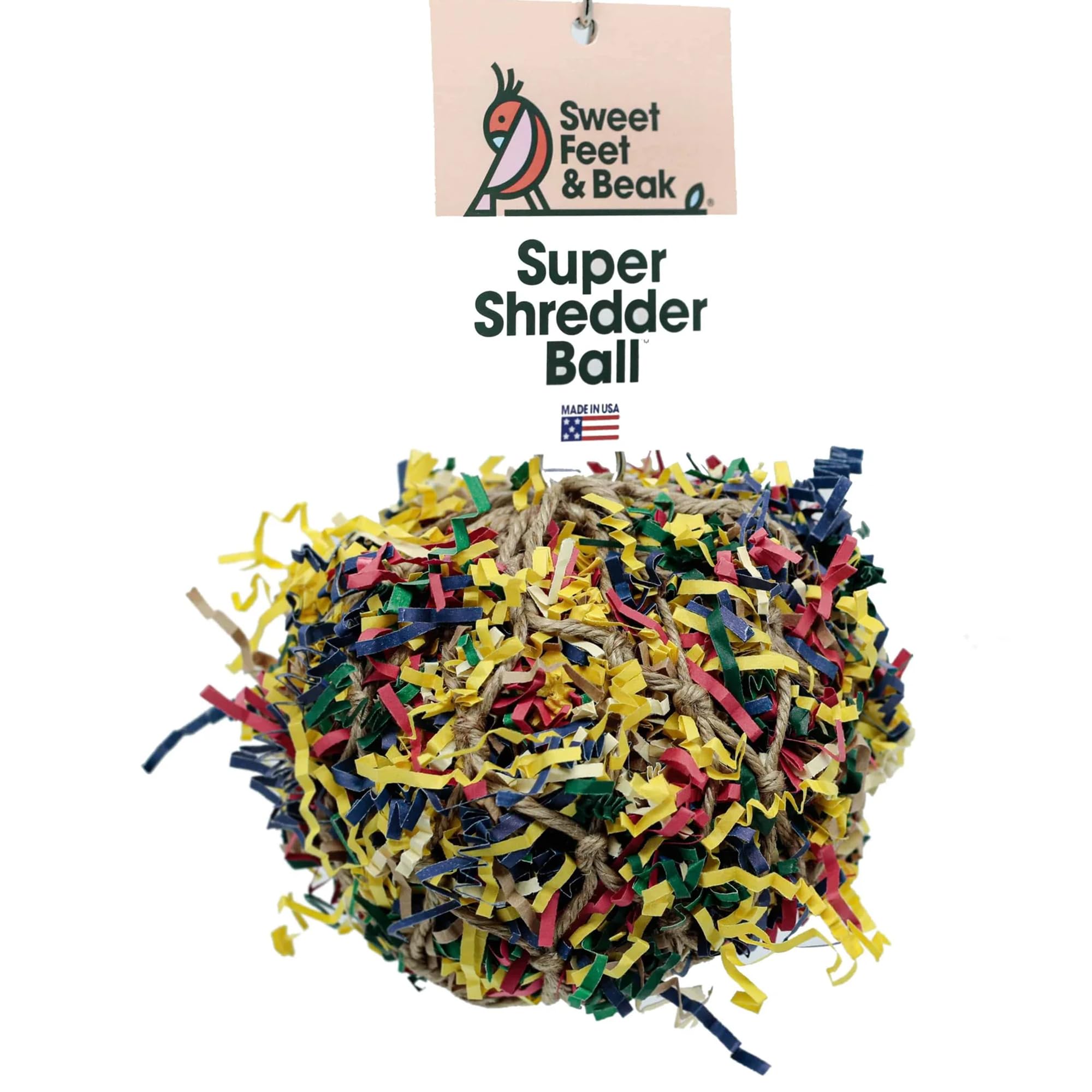 Super Shredder Ball - Bird Cage Accessories to Keep Your Bird Busy Foraging for Hidden Treasures - Non-Toxic, Easy to Install Bird Foraging Toys for Large Sized Birds - 7 Inch