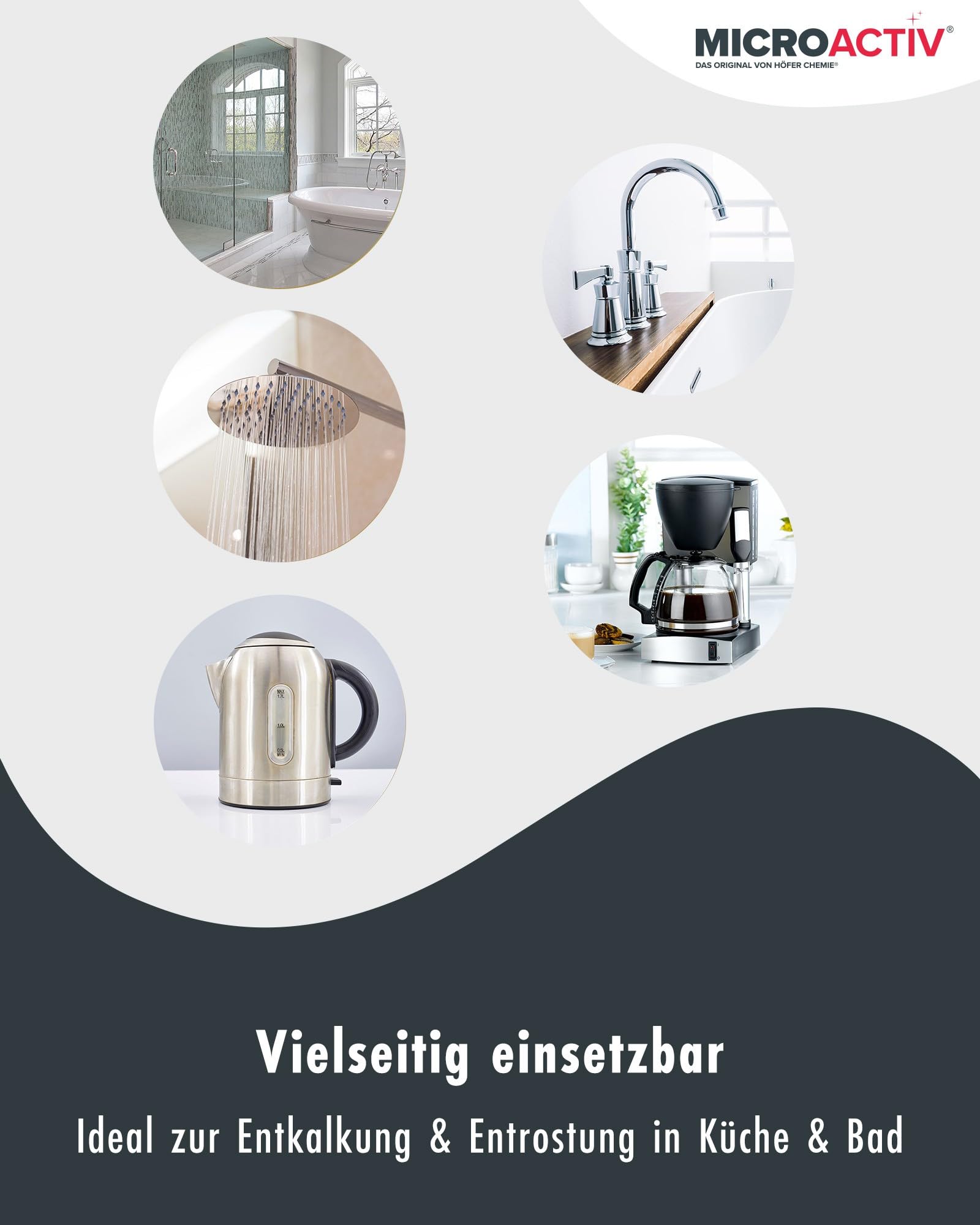 MICROACTIV Zitronensäure flüssig 4 x 5 L | Kraftvoller Entkalker für Kaffeevollautomat, Wasserkocher & Dusche - Biologisch abbaubar - Ideal im Haushalt