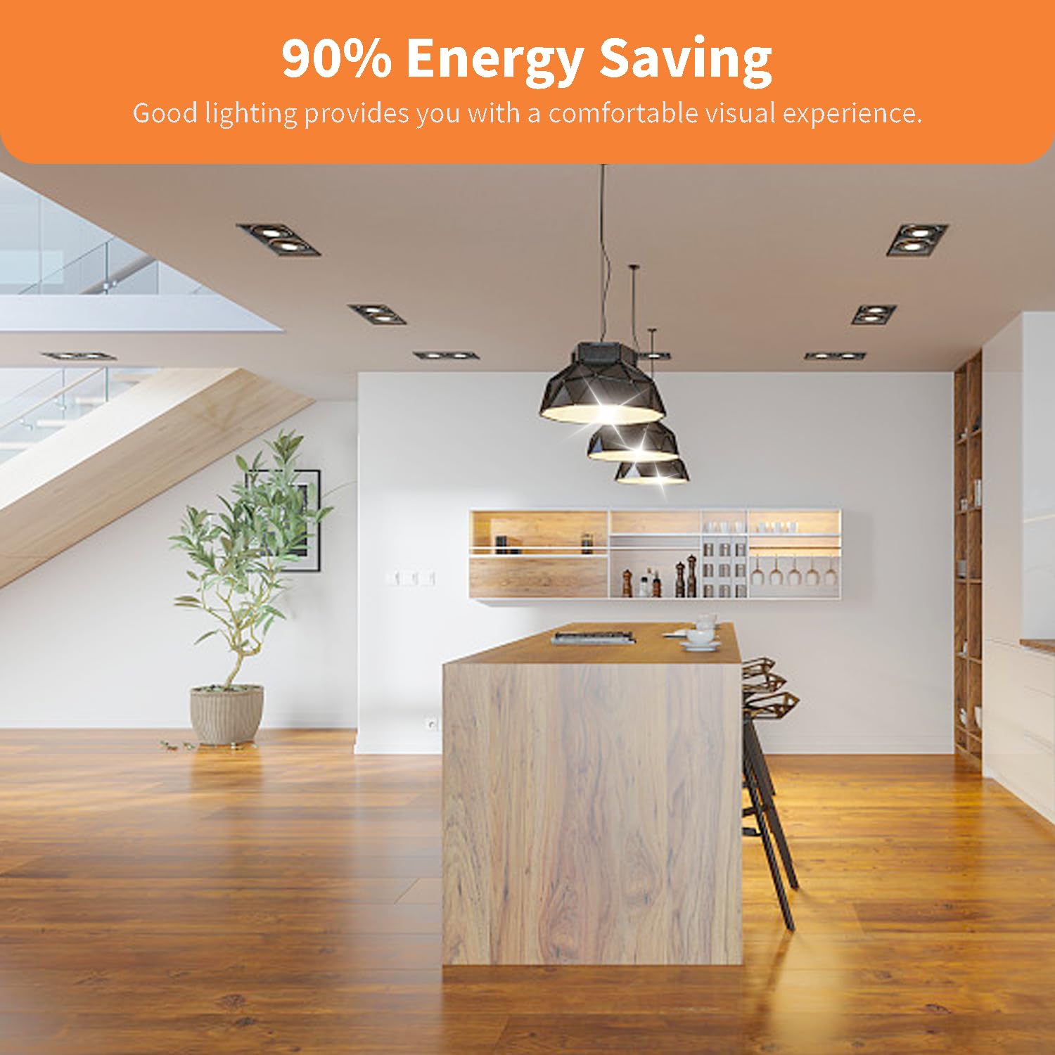 A19 LED Light Bulbs 9W 2 Pack 60 Watt Equivalent Soft White 2700K with E26 Base 800 Lumens — view 3