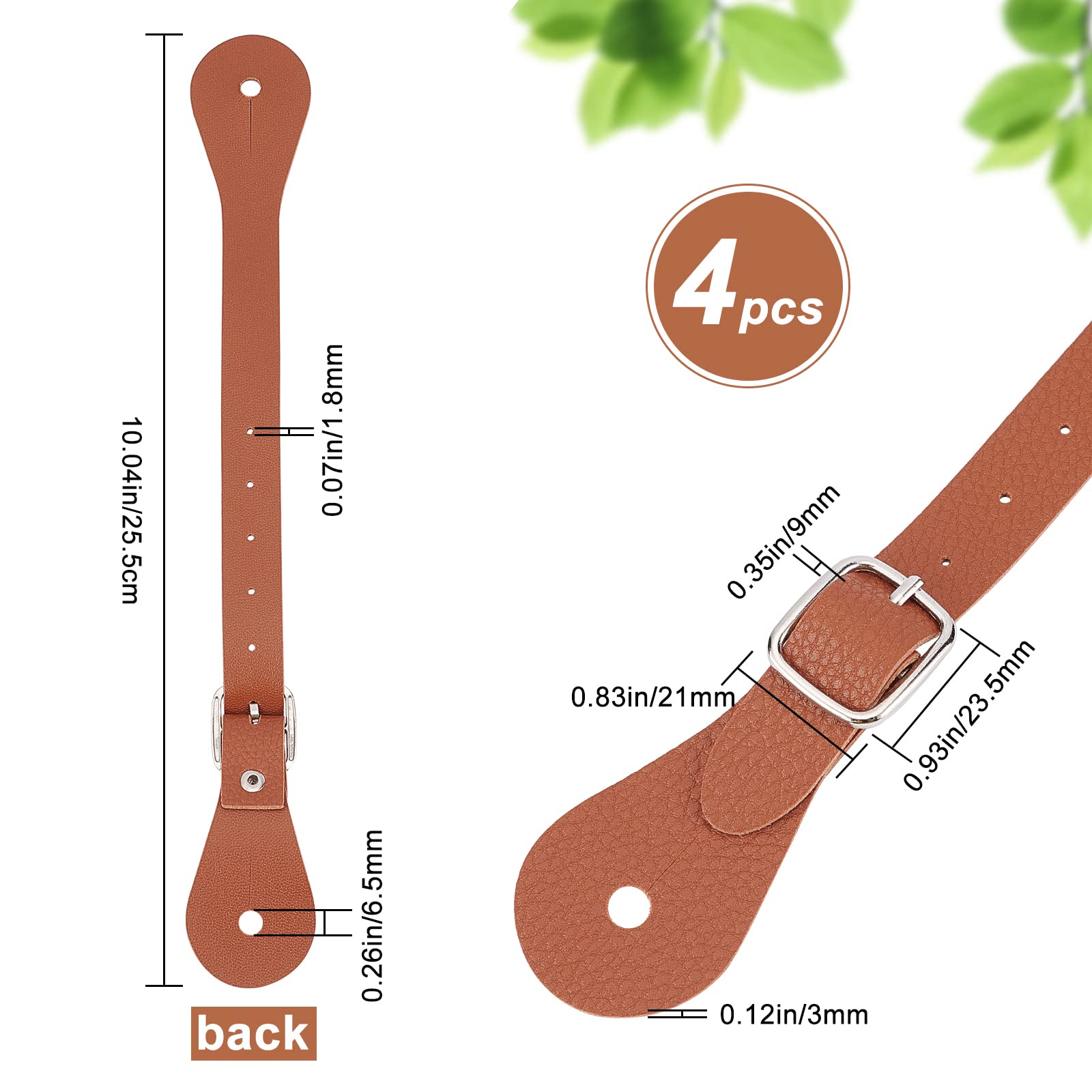 TOPINCN Lot De 2 Sangles D'éperon En Cuir Pleine Fleur Pour Cowboy, équipement De Bottes, Rodéo, équitation, Accessoires Faits à La Main (noir