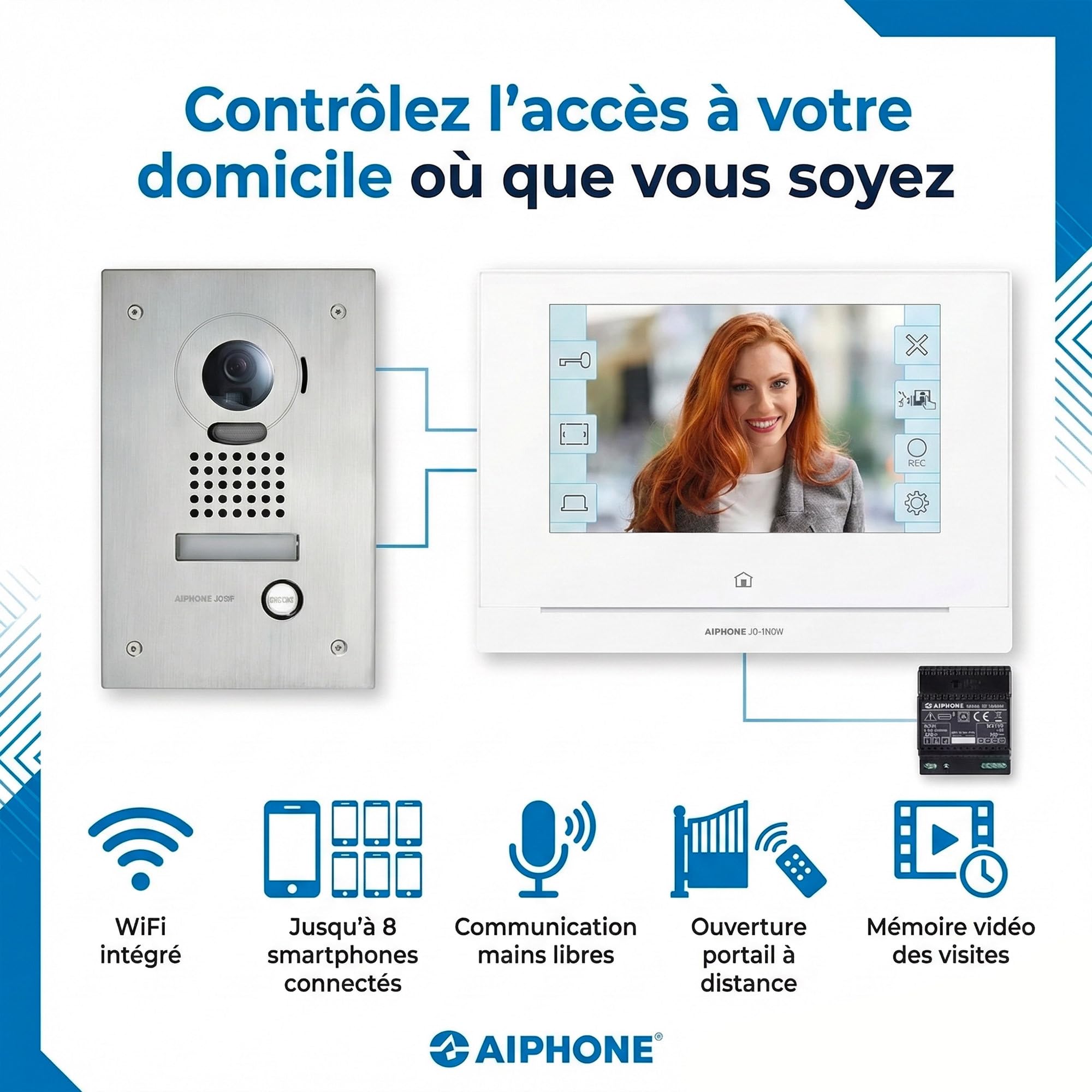 kit vidéo couleur - encastré - module wifi intégré - aiphone jos1fw