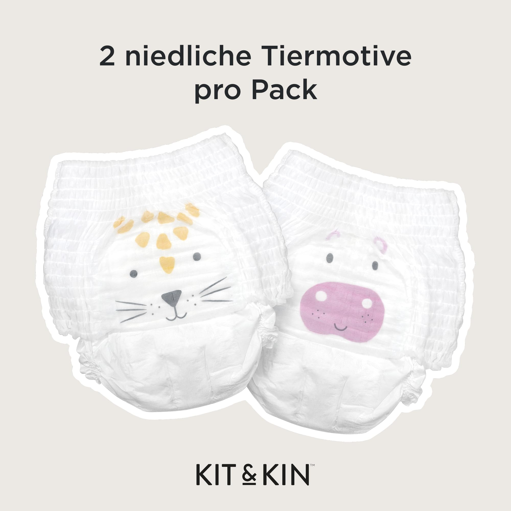 Kit & Kin Premium Windeln Pants Größe 4 (9-16 kg), 132 Windeln, Pflanzliche & Hypoallergene Windelhöschen, Zuverlässiger Auslaufschutz, Vegan & Tierversuchsfrei