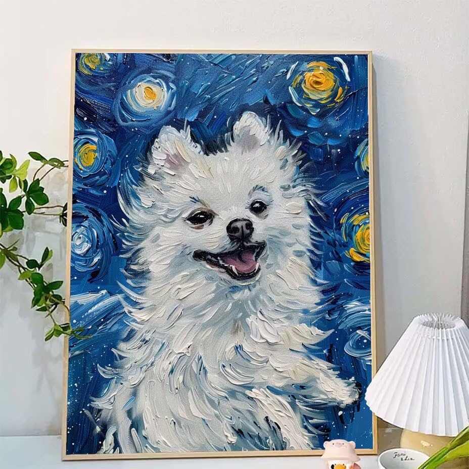 Cuadros con numeros acrilico pintura por numeros adultos de perro 2