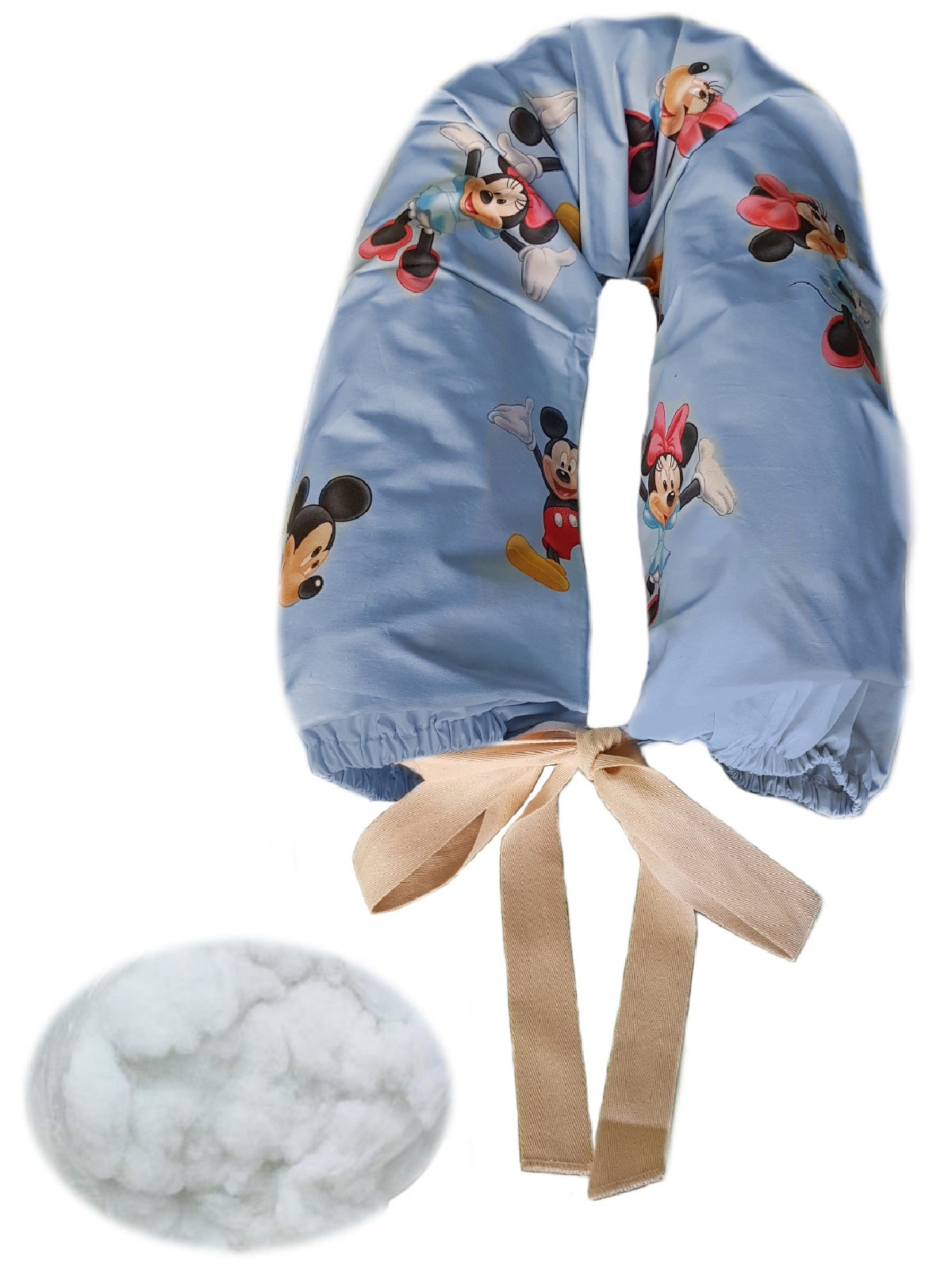Vetrina del Benessere MORBIDOSO FANTASY -Azzurro- Cuscino per Allattamento Neonato e Sostegno Supporto Gravidanza con Fibra Cava Siliconata, Completo di Fodera in Cotone, 140 cm.