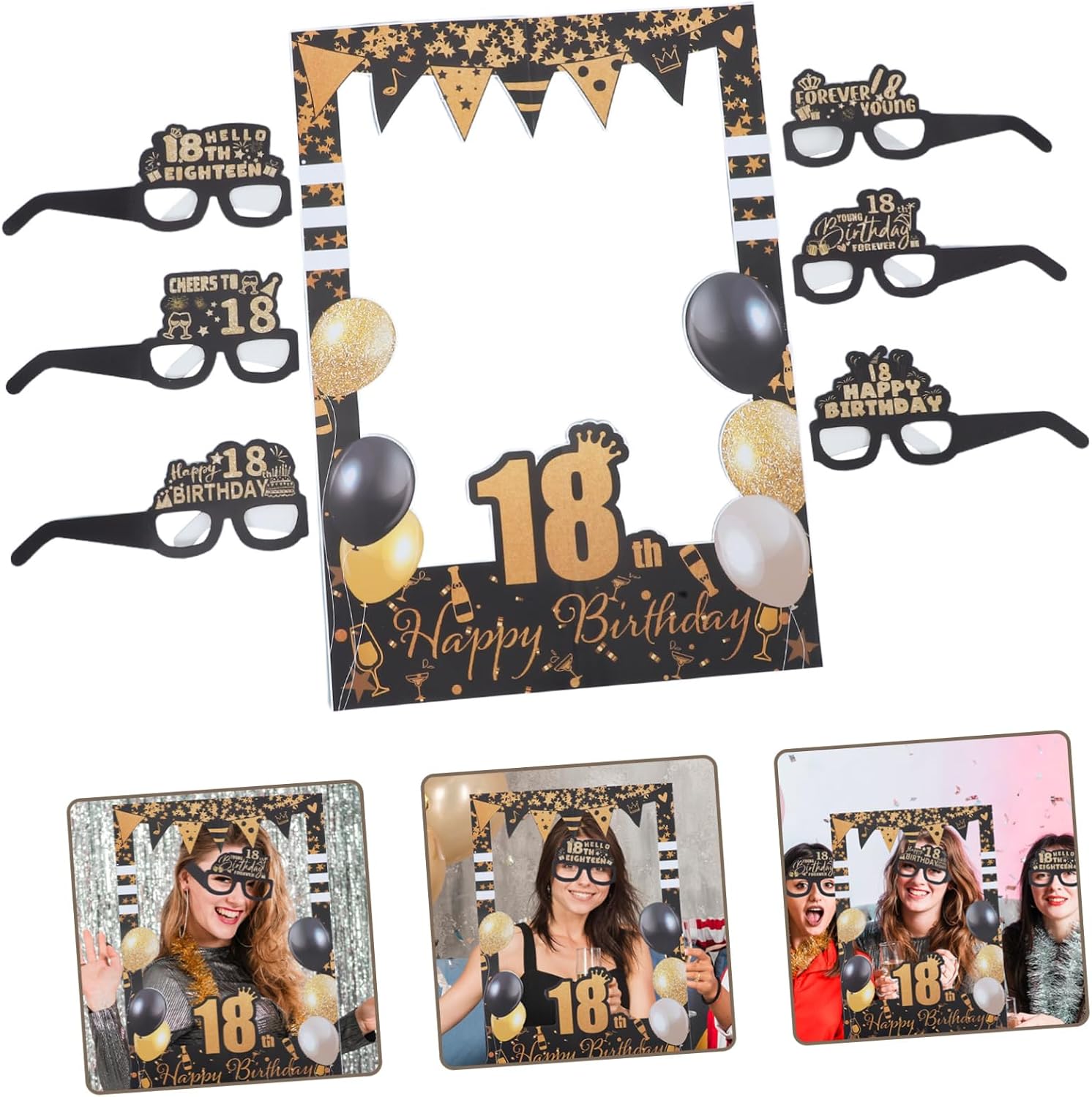 KOMBIUDA 1set Birthday Photo Booth Props and for Memorable Party Decorations and Fun Photo Opportunities