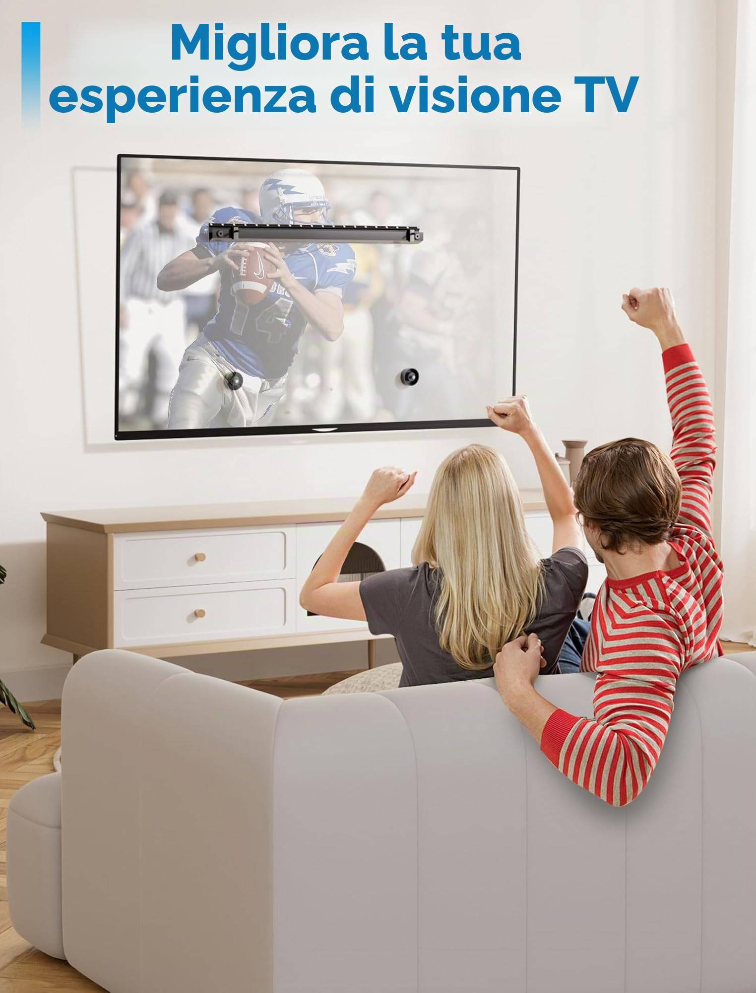 Supporto da Parete TV Senza Trapano, Staffe per TV per Schermi Piatti da 32-75 Pollici, Supporto TV Ultra Sottile Universale, Capacità Fino a 68KG, Max VESA 600x400mm, Inclinazione +5°