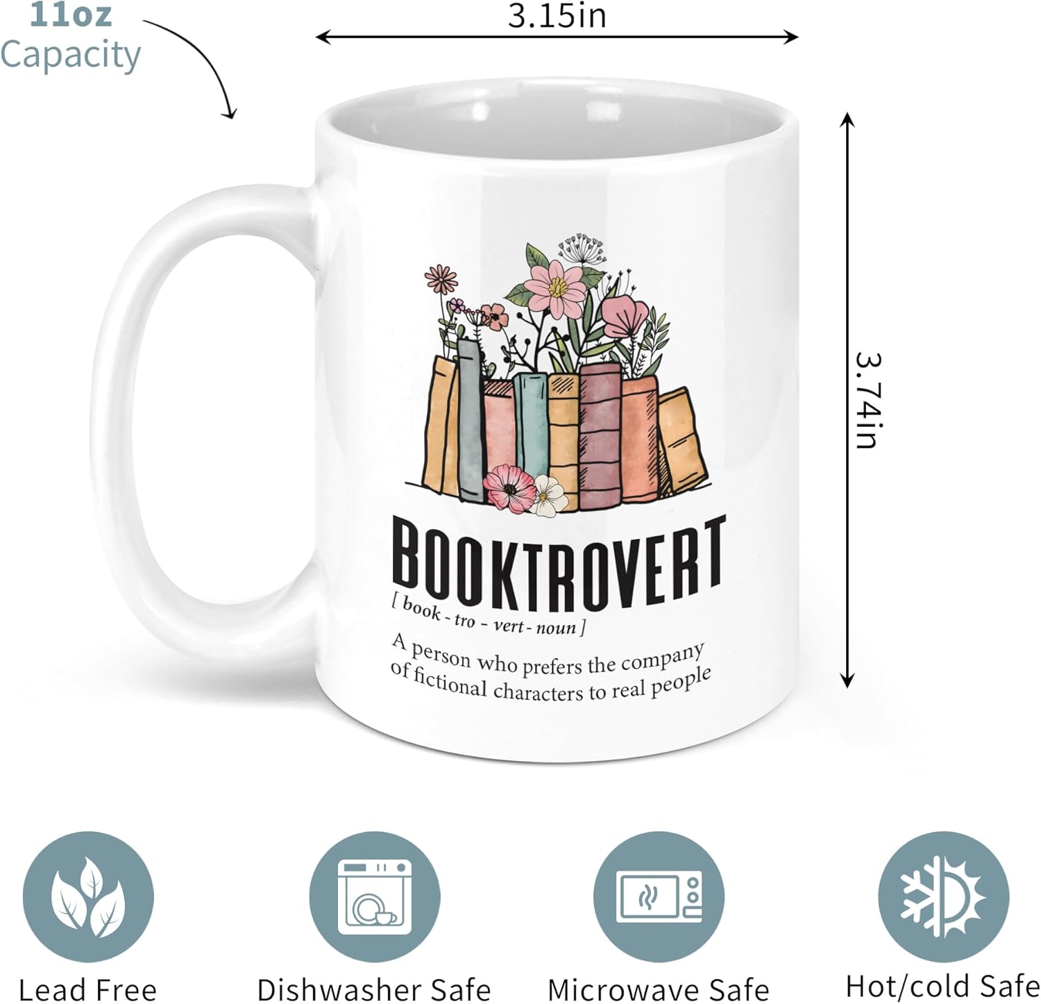 Book Mugs for Book Lovers, Gifts for Books Lovers Women, Books Club Gift Ideas, Librarian Reader Gift for Bookworms, Reading Themed Coffee Mugs 11oz - Image 2
