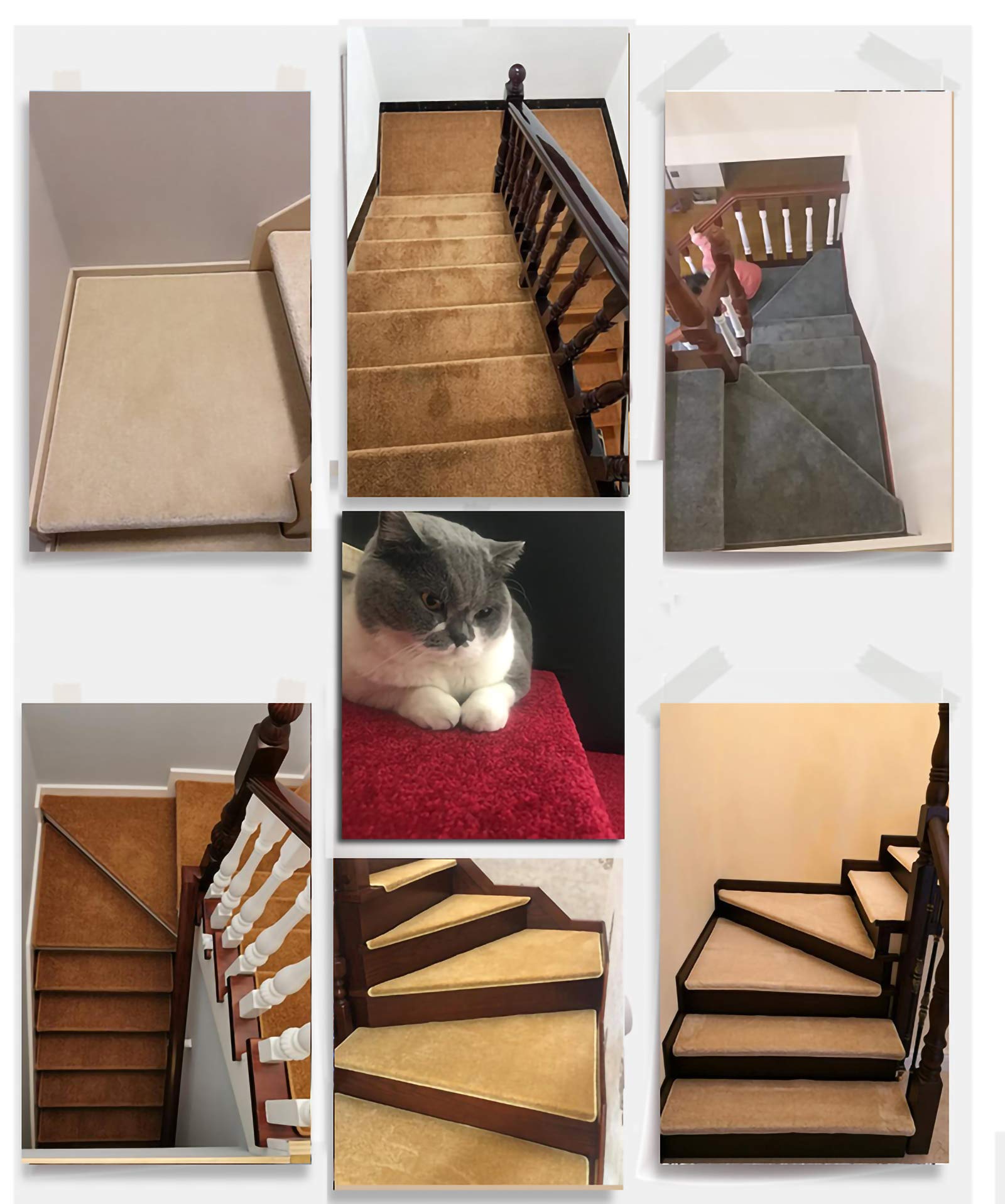 Dywan chodniki schody antypoślizgowe biegacze osłona osłona zima schody kroki maty okładziny zestawy schodów dywan różne style do wyboru (kolor: beżowy, rozmiar: 25 x 65,5 cala)