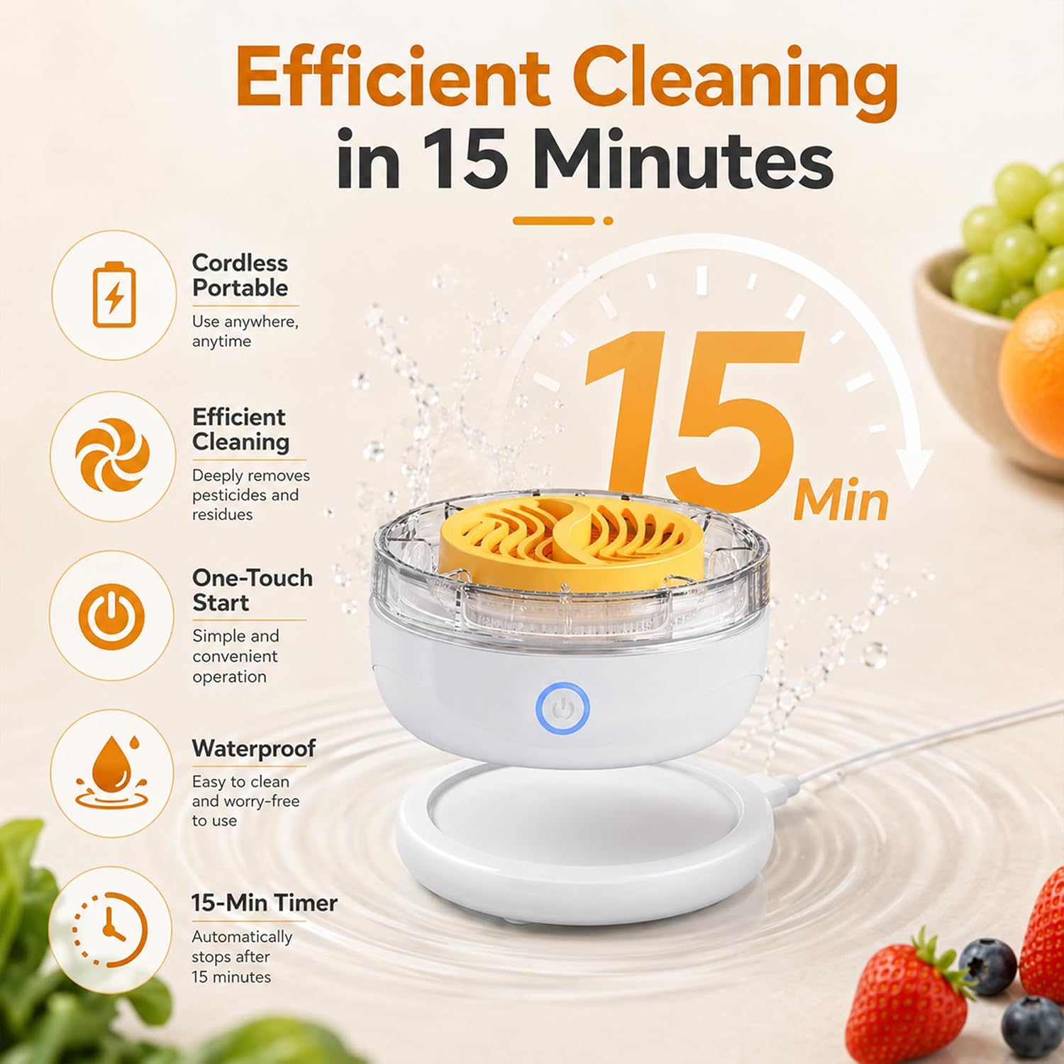 Fruit and Vegetable Wash Machine, Portable OH-ion Food Washer