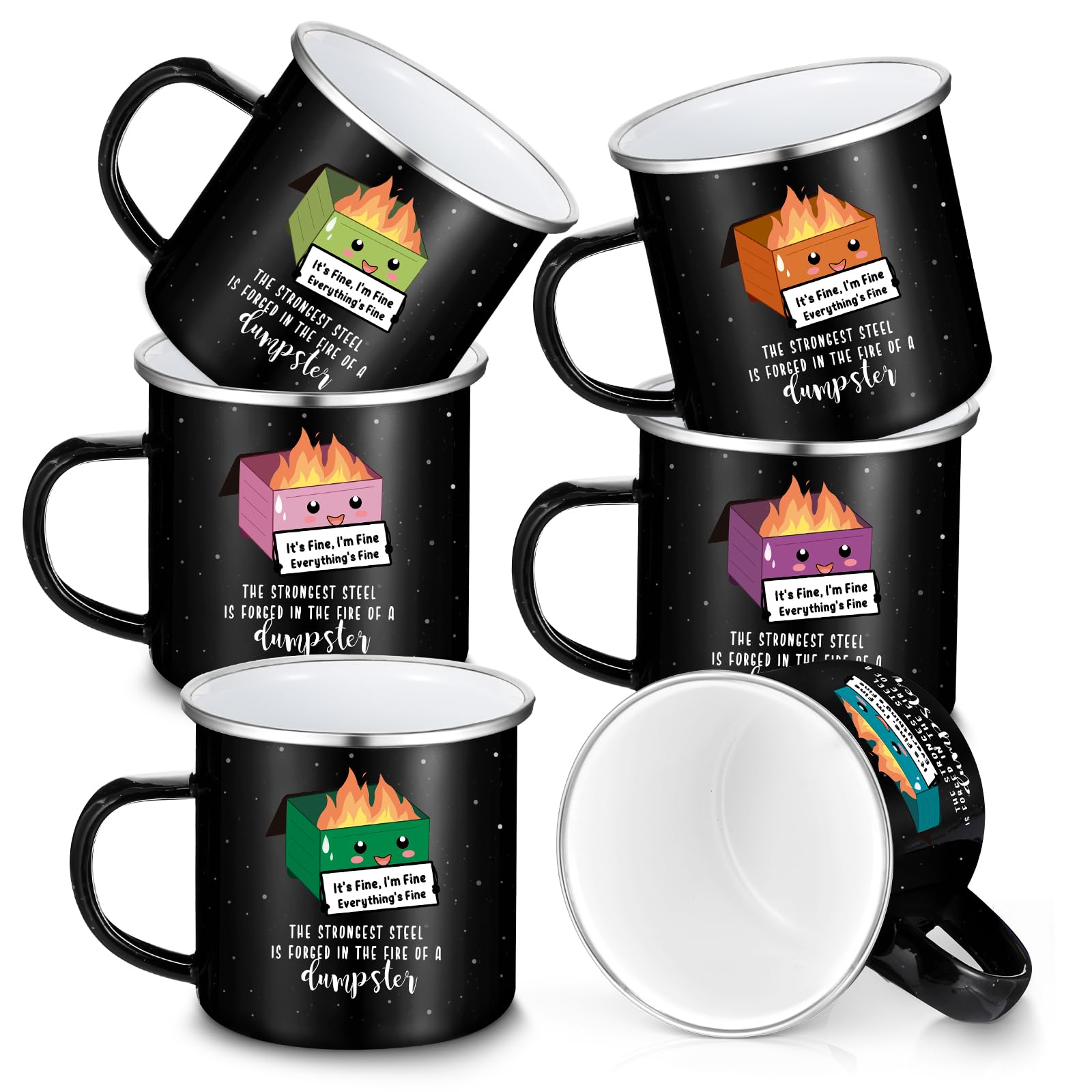 Sieral Emaille-Tassen mit Griff, 340 ml, inspirierende Kaffeetassen mit Griff, Dankeschön-Geschenke für Kollegen, Team, Lehrer, Krankenschwester, Freiwillige, Frauen, 6 Stück