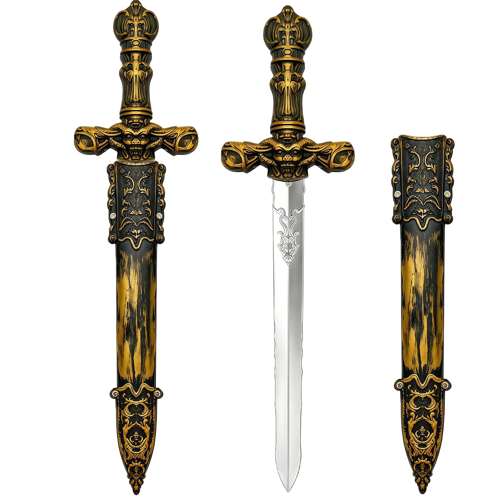 AOVNA 2 Pieces Pirate Sword with Scabbard Fake Knife,Medieval Sword, Halloween Toys Renaissance Accessories for Adults Cosplay Props(30×7.5×2cm)