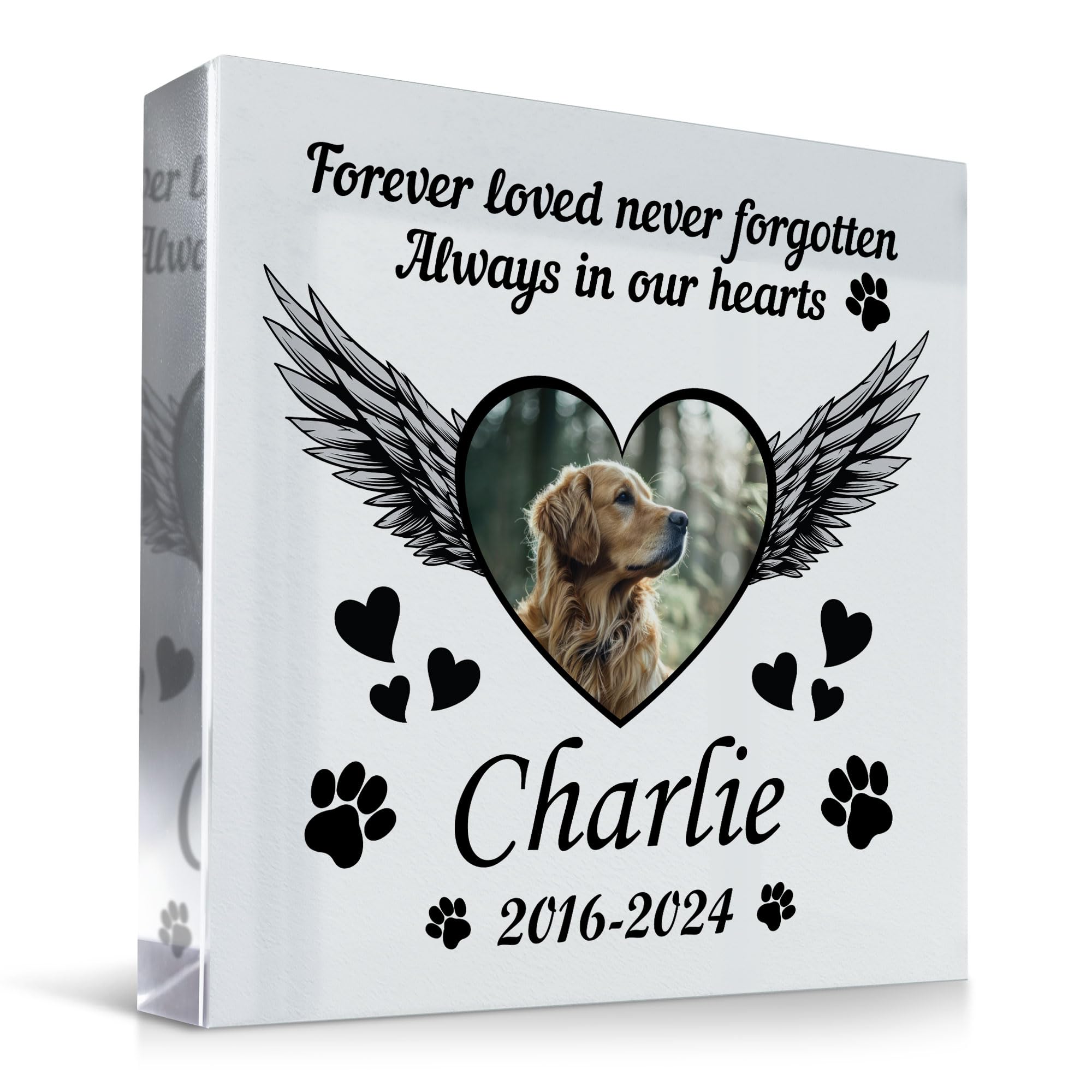 RED OCEAN Personalised Dog Memorial Gifts Custom Pet Memorial Plaques Pet Bereavement Gifts with Any Photo & Name Natural Slate Grave Plaque Gifts for Loss of Dog Cat Pet Puppy (Design 8)