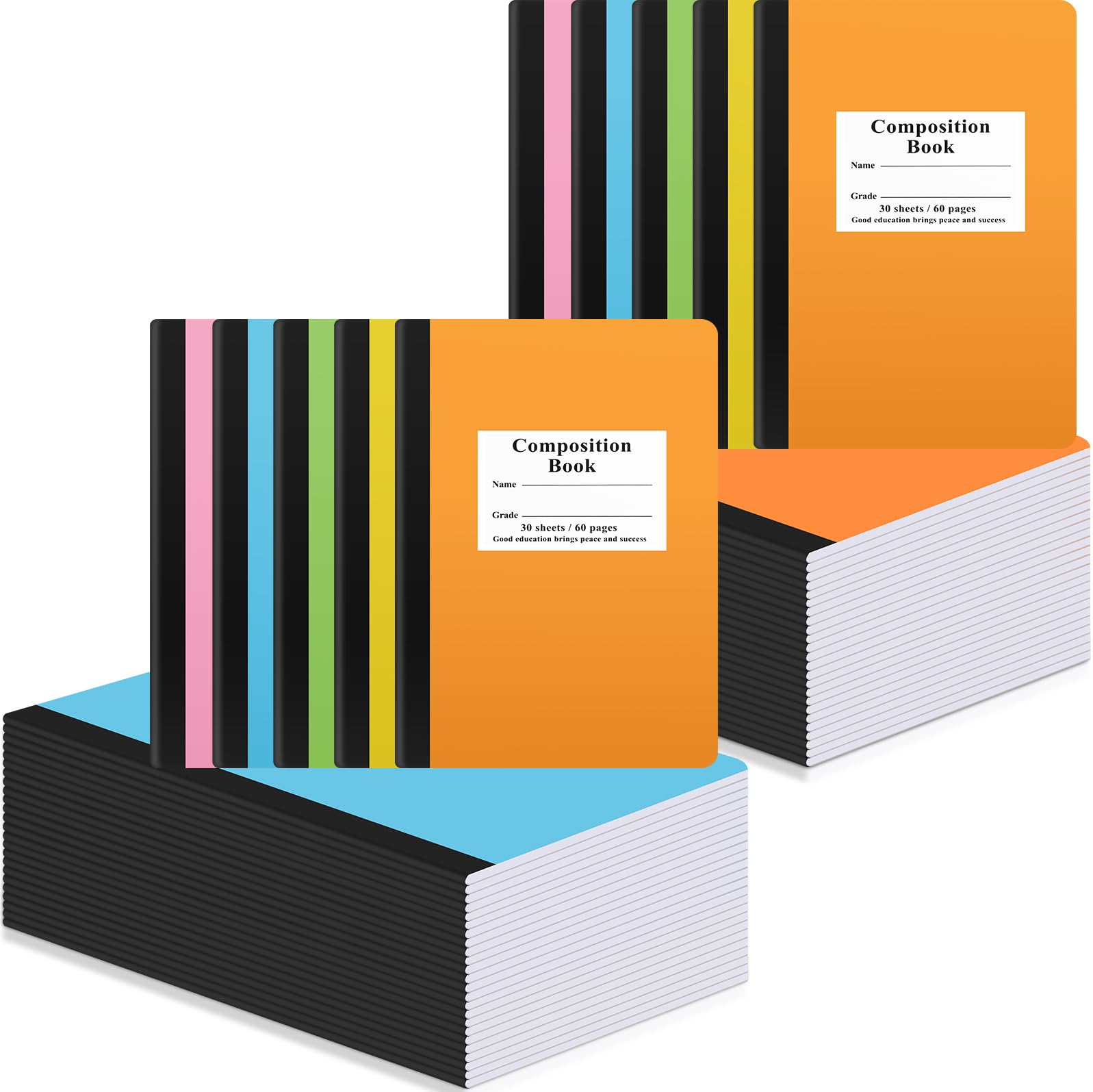 Carnets de composition lignés Janlaugh cahiers de notes écriture 60 pages fournitures scolaires