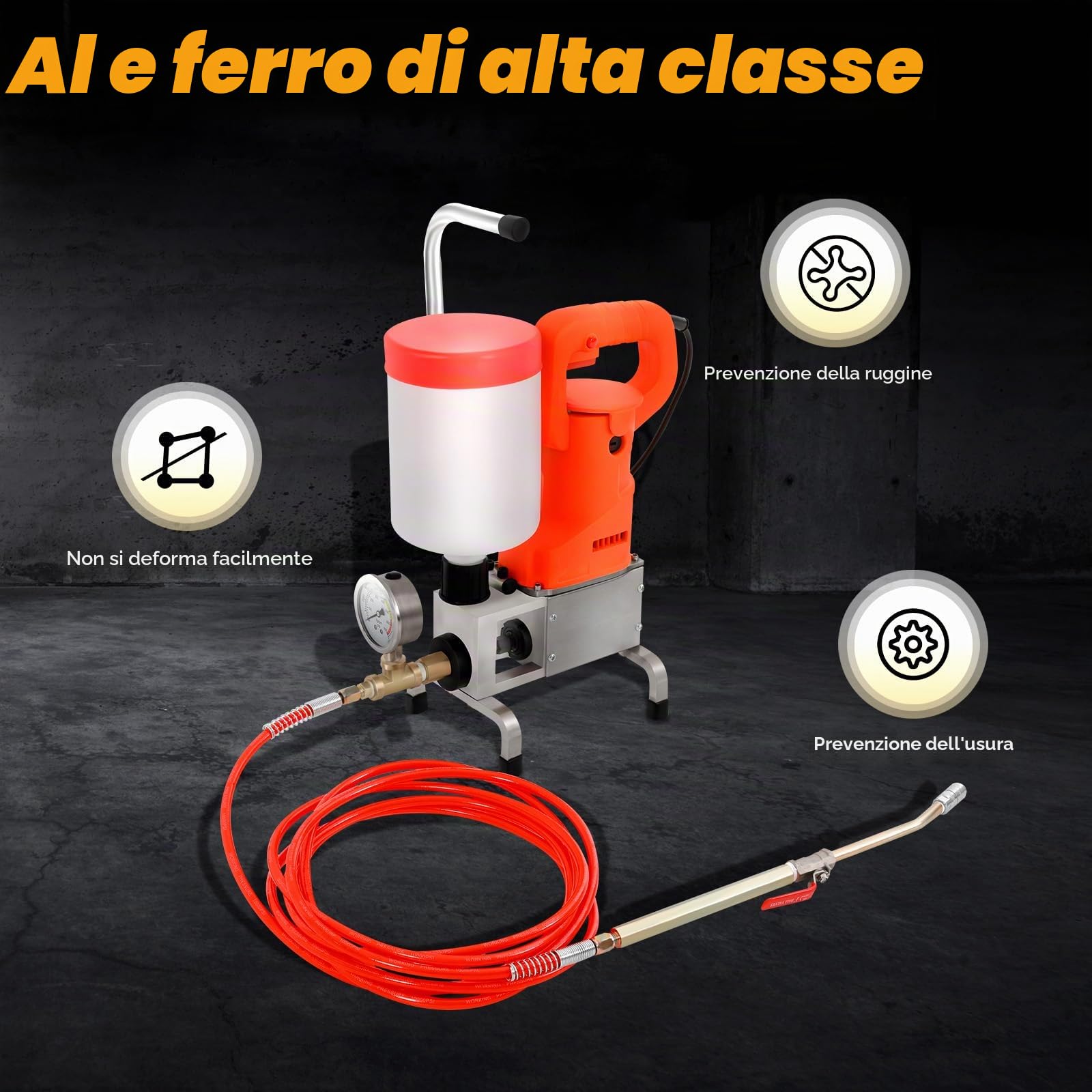 Pompa per iniezione ad alta pressione, pressatrice ad alta pressione, tenuta efficace, poliuretano e resina epossidica, 720 W, 10.000 Pai