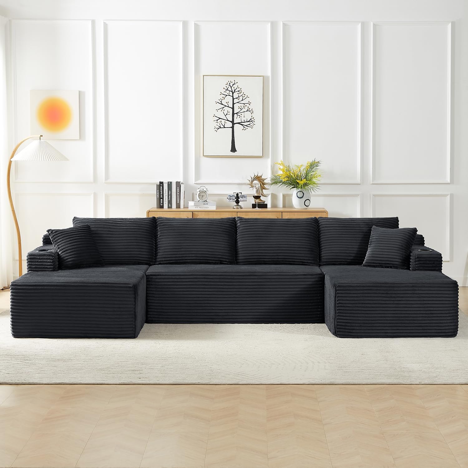 108 inch Boneless Couch, Modular L-Shaped Cloud Sectional Sofa, White thumbnail