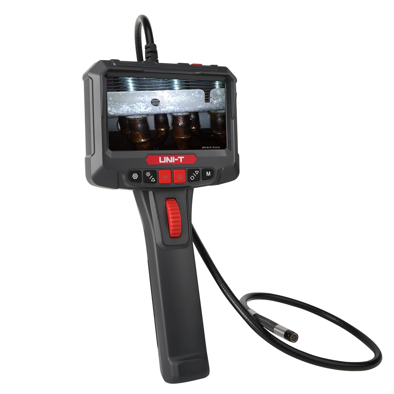 UT663B Industrial Borescope Automotive Pipeline Inspection Inspection,with 8 Adjustable LED Lights | 5.0" LCD Screen | 360° Rotatable HD 1080P Snake Camera, 8mm Probe Diameter IP67 (UT663B-2m)