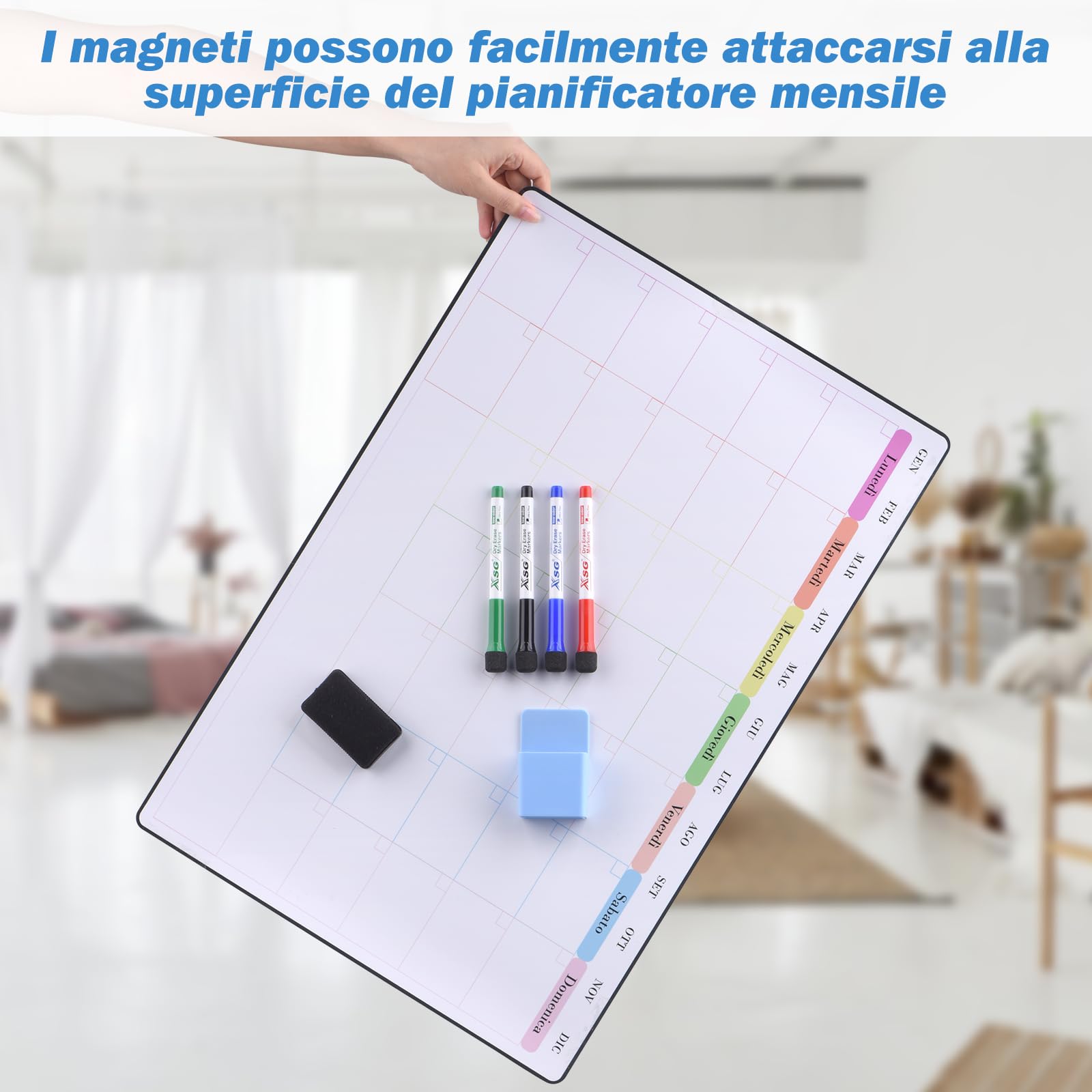 POPRUN 60 x 40 cm, whiteboard, maandplanner, weekplanner, afwasbaar, zelfklevend, voor muur, glas en hout (elk glad oppervlak), familieplanner, planningbord, maandkalender, memobord in het Duits