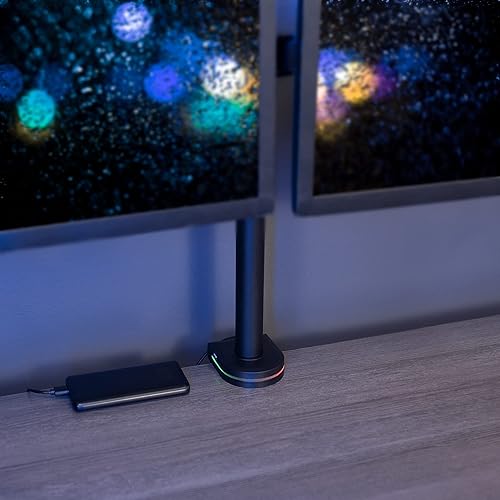 Miniatura 9 de VIVO Hub USB dual montado en poste con iluminación RGB, 2 puertos USB-A, carga electrónica, iluminación RGB dinámica, 8 colores estáticos, cubierta