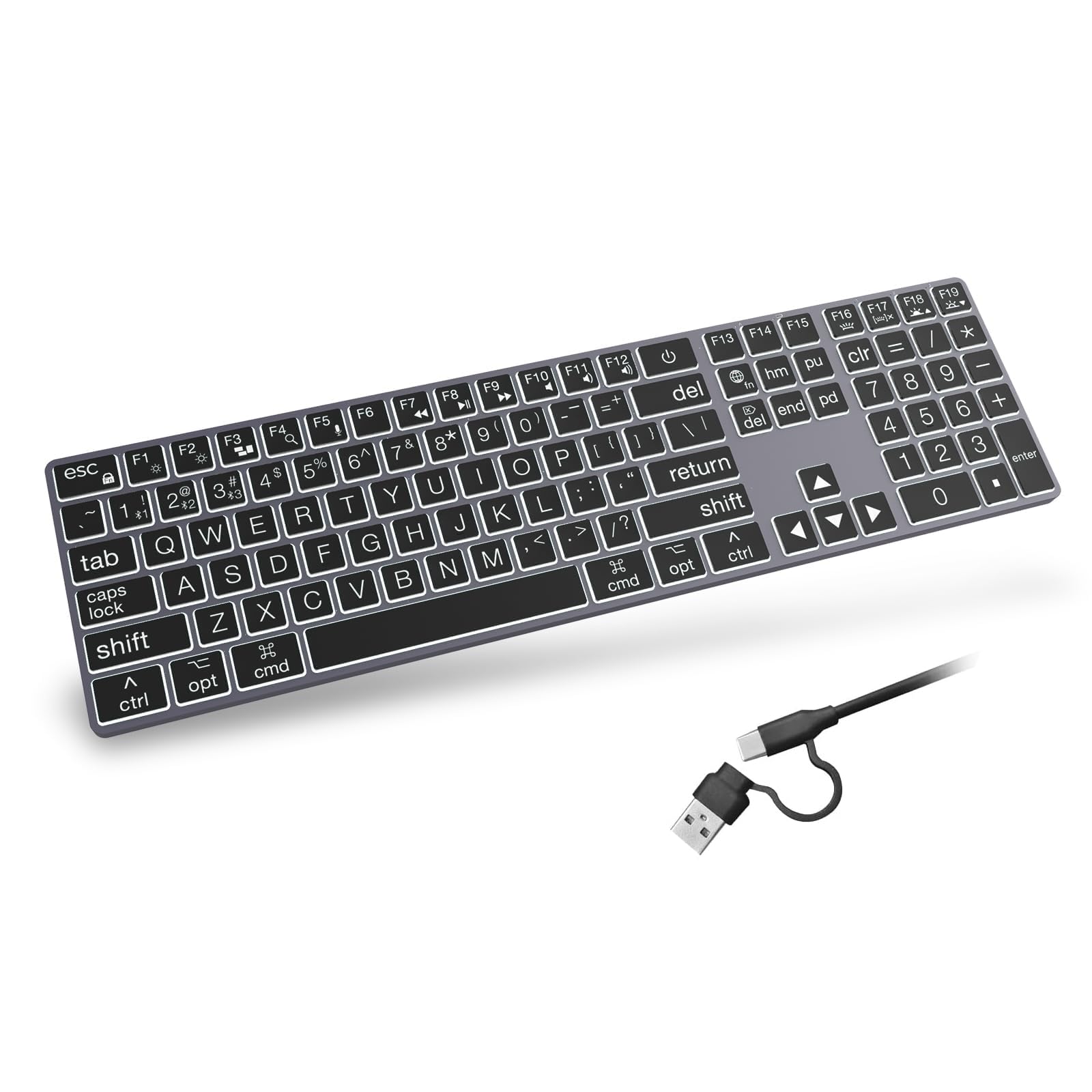 Amazon.com: POWZAN Large Print Aluminum Bluetooth Keyboard for Mac