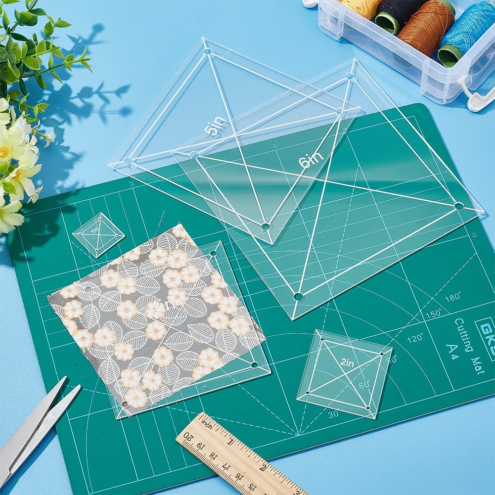 Juego de 6 plantillas acrílicas personalizadas de 1 a 6 pulgadas, plantillas cuadradas antideslizantes de acrílico, herramientas de precisión para manualidades de acolchado