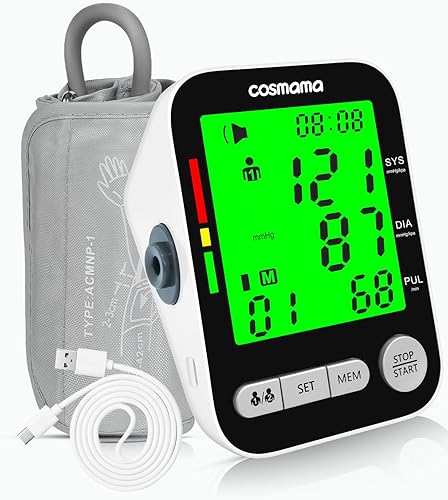 Monitor de presión arterial, monitores automáticos de presión arterial para uso doméstico, máquina de presión arterial recargable con pantalla