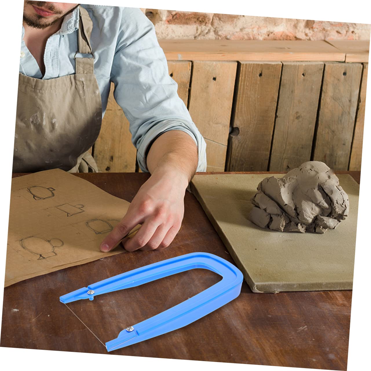 HOMSFOU 2 Set Strumento per Argilla Filo Tagliente per Ceramica E Scultura Utensile per Rifilare Argilla Design Pratico E Sicuro per Pottery 2 Pezzi * 2