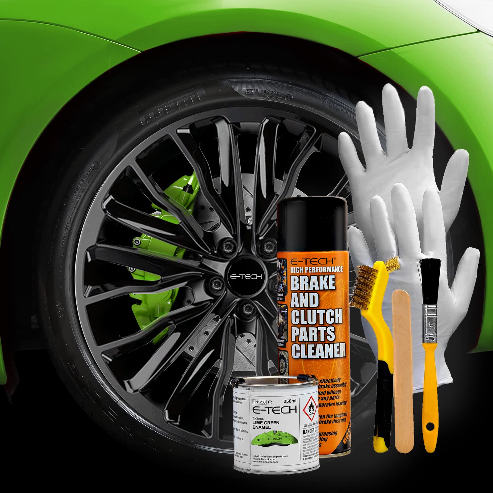 NEW FORMULA E TECH BRAKE CALIPER PROFESSIONAL GRADE PAINT KIT- PERFORMANCE HIGH TEMPERATURE RATED TO 220 C GREEN