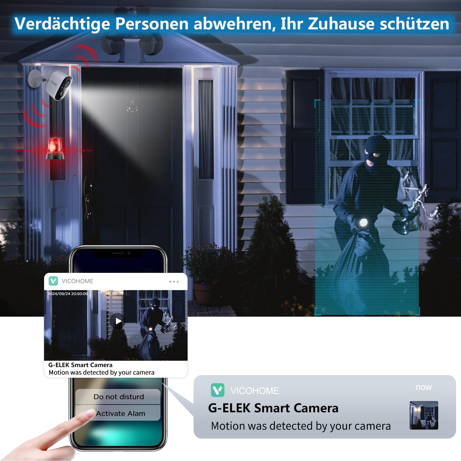 G-ELEK Überwachungskamera Aussen Akku, Außenkamera WLAN Kabellos, Außenkamera mit Solarpanel, 2K 3MP, Wetterfest, Farbige Nachtsicht, AI Bewegungserkennung, 2-Wege Audio, 2,4 GHz