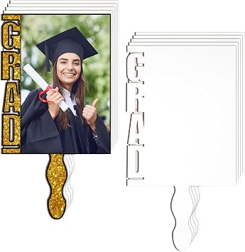 12 Pcs Sublimation Graduation Fans Blank Class of 2026 Gifts DIY Hand Paddle Fan with Wood Photo Frame for Celebrate Graduation Wedding PartyGrad,7.9 x 5.9 Inches
