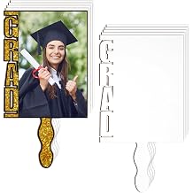 12 Pcs Sublimation Graduation Fans Blank Class of 2026 Gifts DIY Hand Paddle Fan with Wood Photo Frame for Celebrate Graduation Wedding PartyGrad,7.9 x 5.9 Inches
