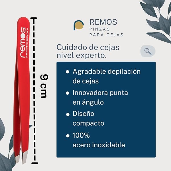 REMOS Pinzas de acero inoxidable para cejas que eliminan pelos más finos rojo - 2