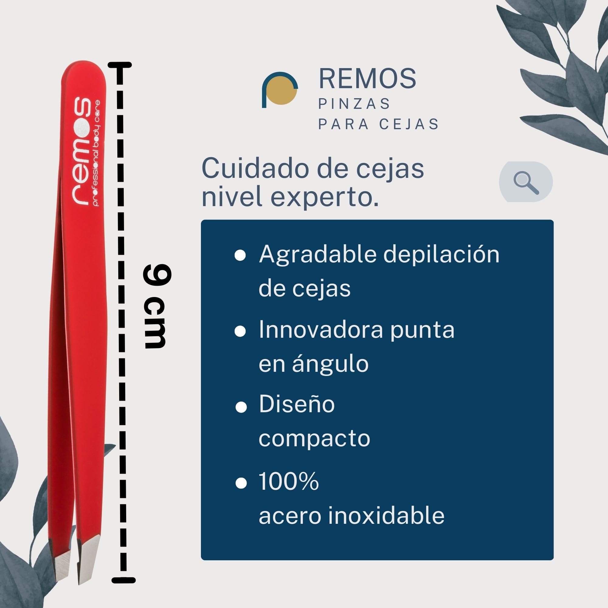 REMOS Pinzas de acero inoxidable para cejas que eliminan pelos más finos rojo — view 2