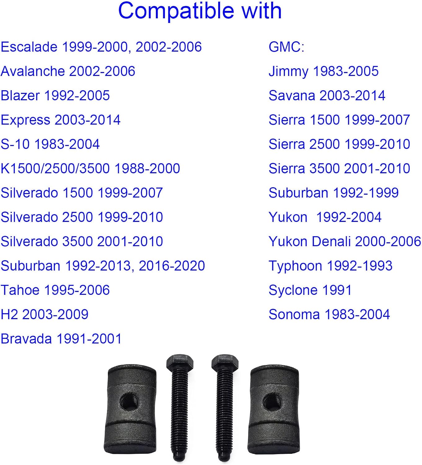 Torsion Bar key Adjuster Block Nuts With Bolts fit for Chevy Silverado Suburban Avalanche Tahoe Express K1500/2500/3500, GMC Sierra Jimmy Sonoma, Cadillac Escalade (2 Piece Set Full Thread)