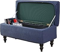 Vista 7 de Funda otomana rectangular, con almacenamiento elástico, protector extraíble para muebles y reposapiés para sala de estar, color morado, mediano