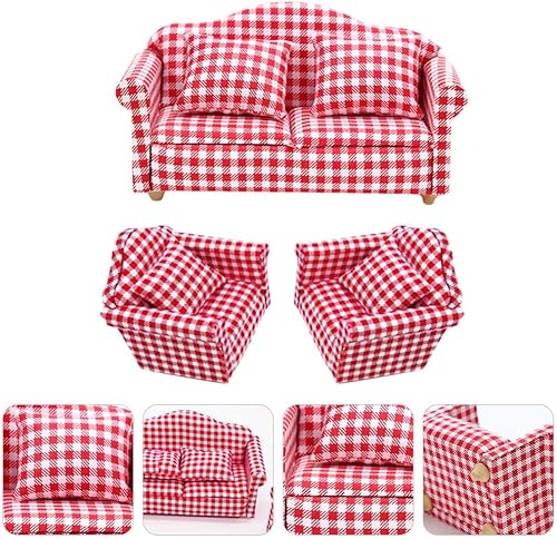 Miniatura 6 de NOLITOY 3 juegos de mini modelos de sofá, muebles en miniatura, modelo de muebles pequeños, decoración de muebles para accesorios de fotografía