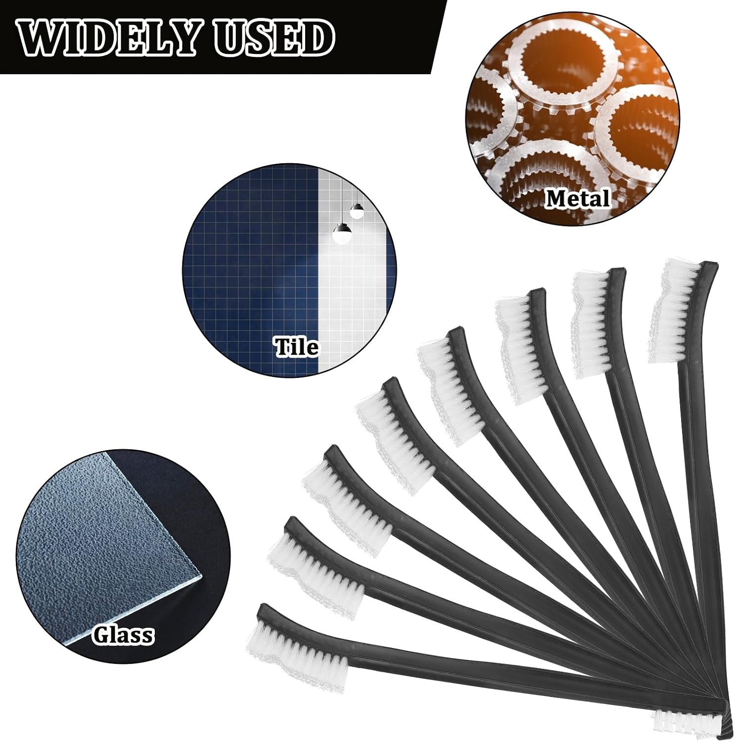 10PCS Double Ended Nylon Cleaning Brushes, Small Brush for Detail Cleaner Double-Ended Detail Clean Brush Set Crevice Cleaning Tool -Black & Transparent Nylon Brushes for Jewelry Cars Tight Spaces