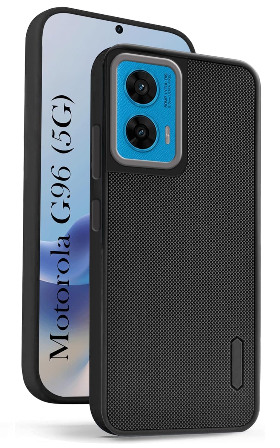 Back Cover for Motorola Moto G96 5G, Super Frosted Raised Camera Protect | Textured Grip Design | Ultra-Soft Dotted Slim-Fit Design | Microfiber Cloth Inside | (Black)