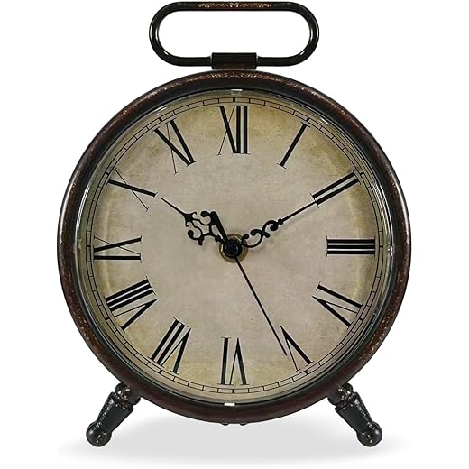Vintage Silent Desk Clock, 8 Inch