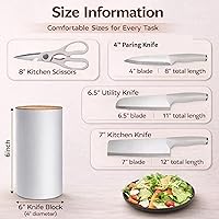 Vista 3 de 5-Piece Knife Block Set, Lightweight Stainless Steel Kitchen Knives Set with Scissor, Removable Drain Block, Home Apartment New Kitchen Essentials