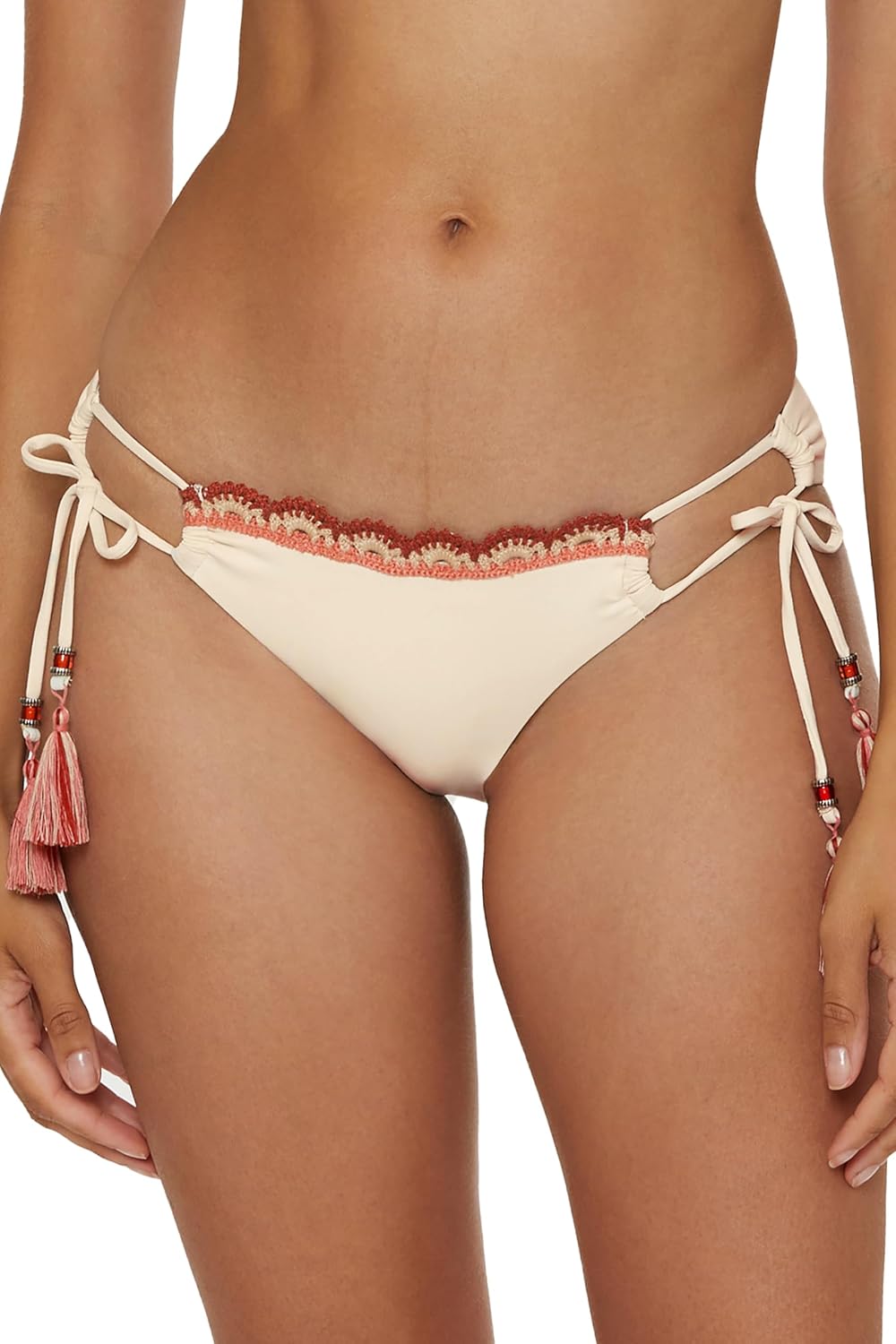 Lucky Brand Women's Malaga Crochet Trim Tie Side Bikini Bottom, Cheeky Coverage, Swimwear Separates for Women