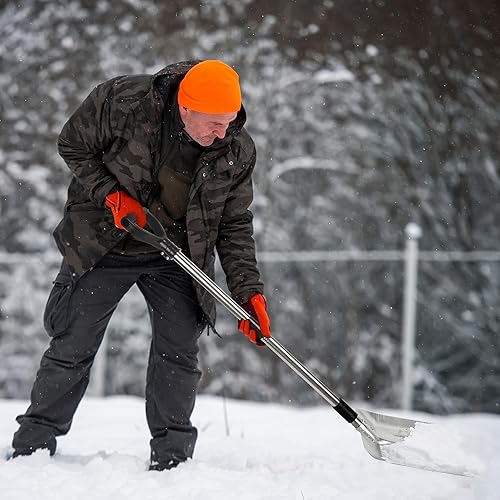Miniatura 6 de Pala de nieve de aluminio para entrada, palas de nieve de 35 pulgadas de ancho para eliminación de nieve, resistente con mango largo, pala de nieve