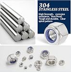Metric Hex Nuts&Locknuts Assortment Kit(360Pcs)，M3 M4 M5 M6 M8 M10 M12 Stainless Steel Assorted Hex Nuts Sets,Bright Finish