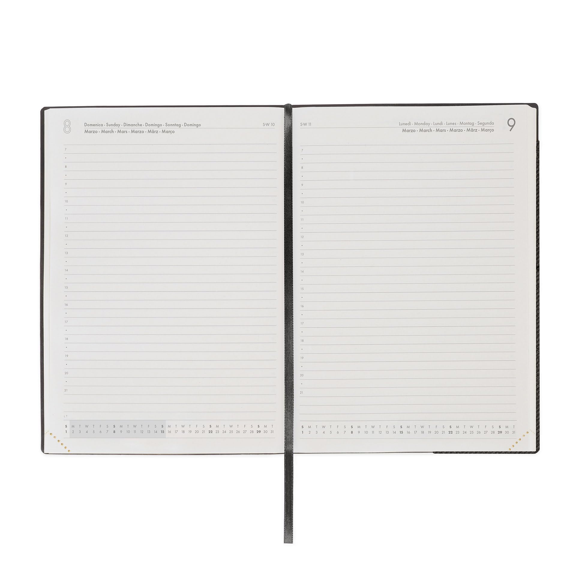 Legami Grand agenda journalier 2026 Deep Graphite 12 mois large fermeture élastique papier FSC certifié 17 x 24 cm