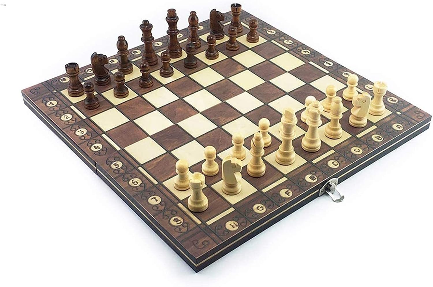 Chess Pieces Wooden Chess Backgammon Checkers 3 in 1 Chess