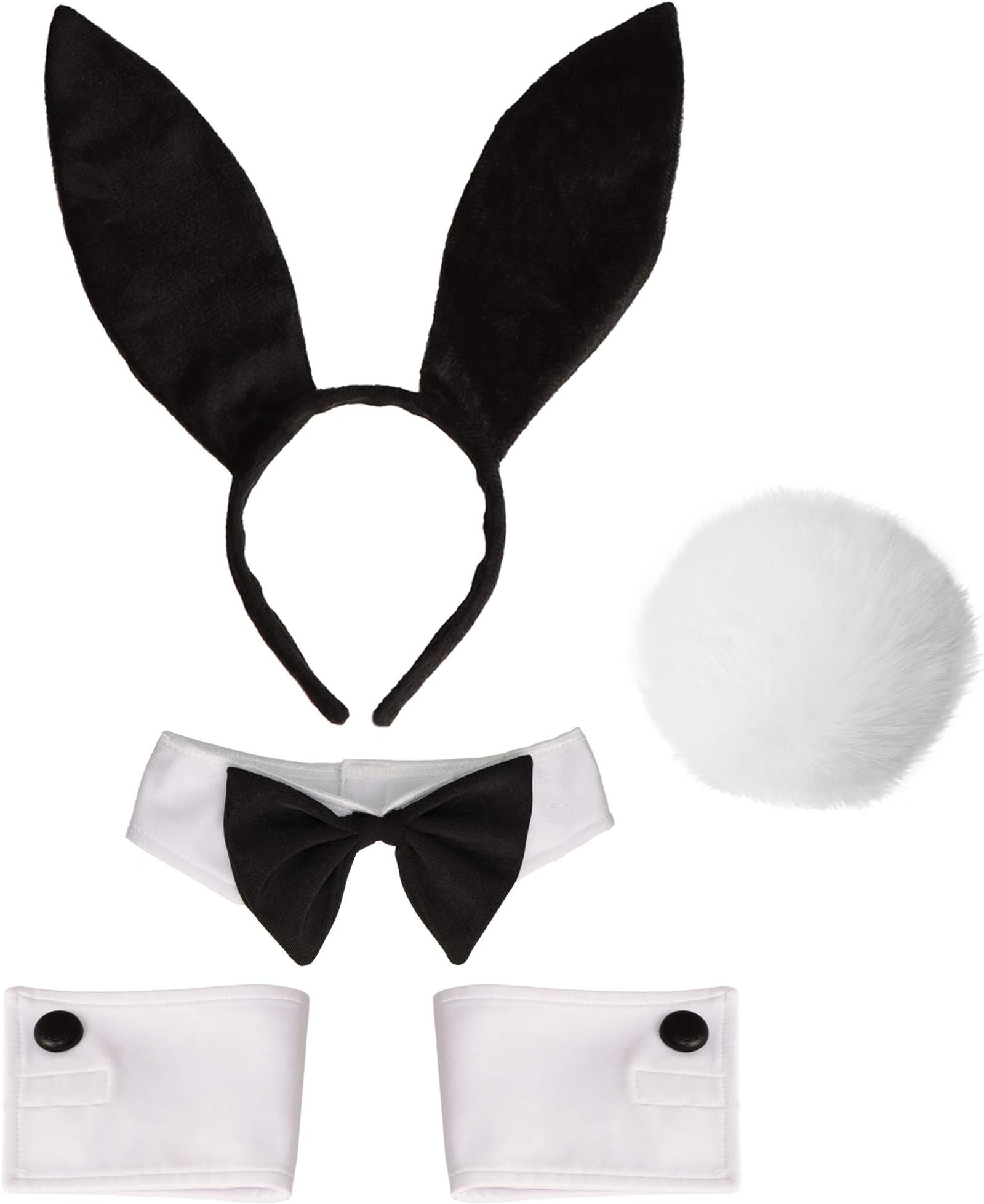 Bunny Costume Set - Rabbit Ears Headband, Bow Tie, Cuff and Tail Accessories Kit