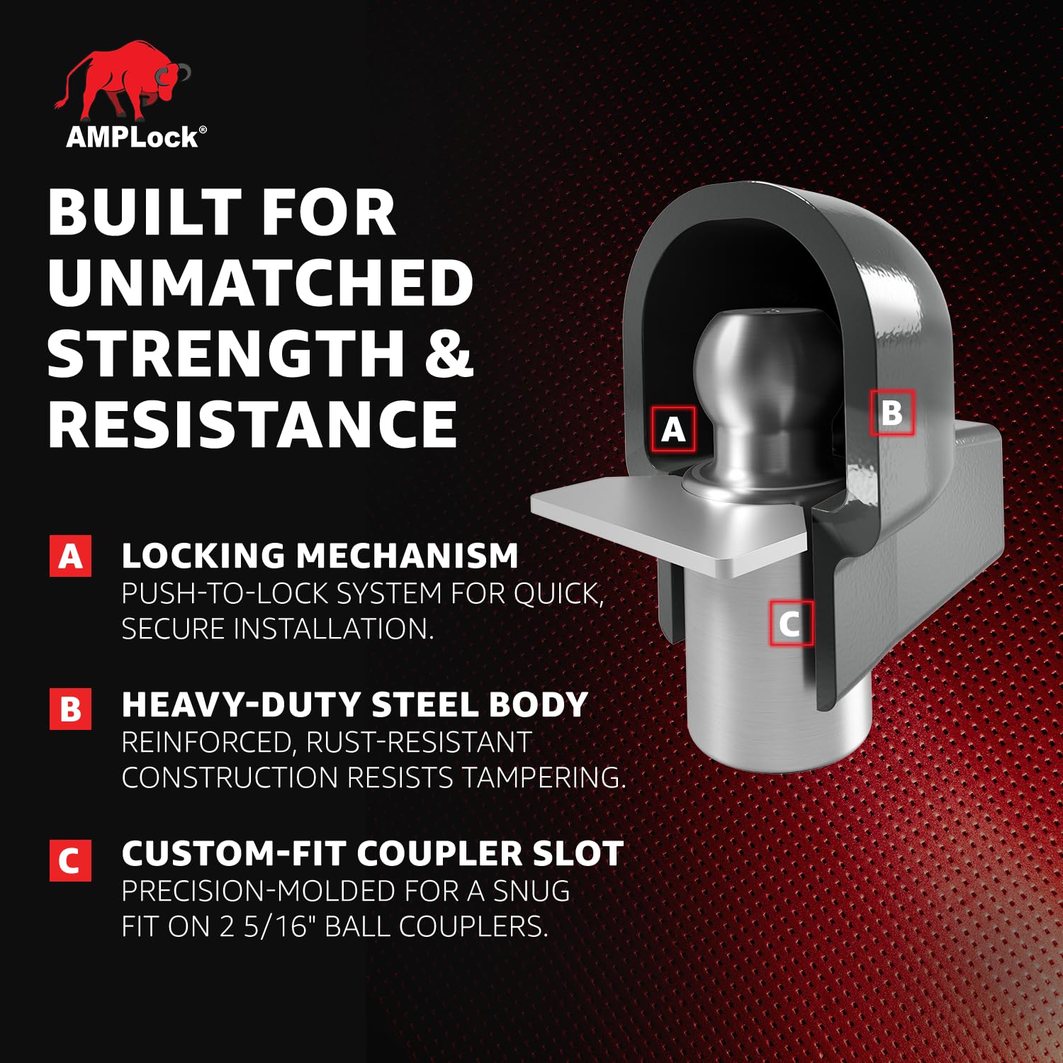 Heavy Duty Trailer Coupler Lock For 2" & 2-5/16" Hitches - Anti-Theft Solid Steel Hitch Lock 9 thumbnail image